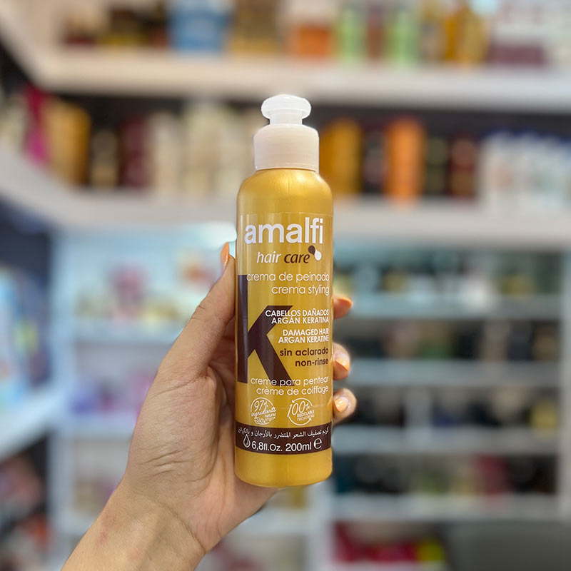 کرم مو آرگان کراتین برای موهای آسیب دیده آمالفی