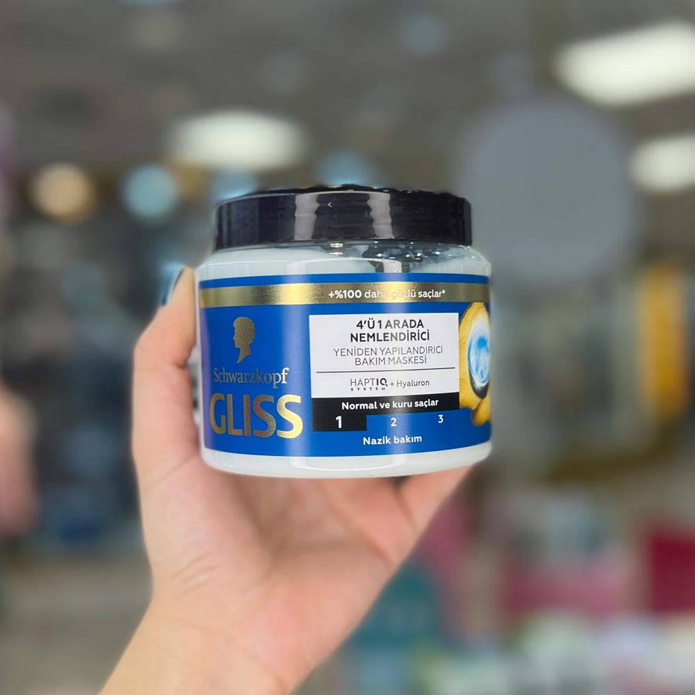 ماسک موی 4 کاره گلیس مدل آبی حجم 400 میل، مناسب برای انواع مو